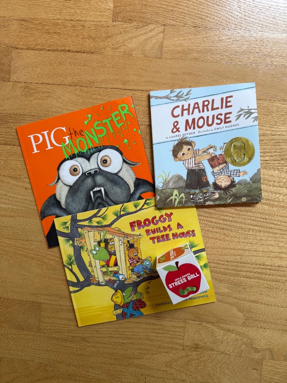 Kids Mixed Book Bundle + Apple Squishy Stress Ball Back to School Reading Fun